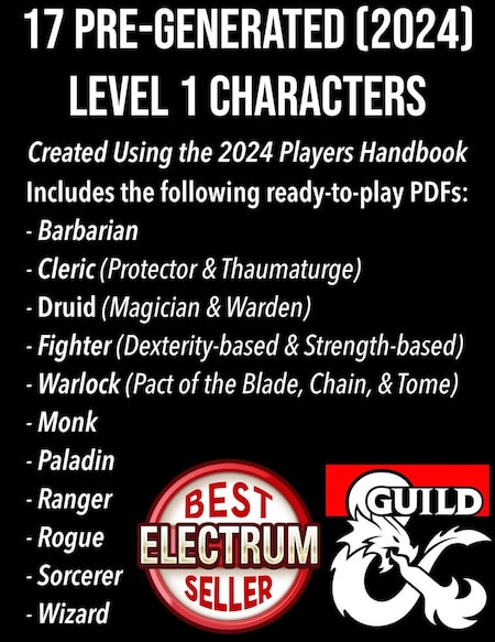 Cover of the Electrum Best Seller 17 PreGenerated (2024) Level 1 Characters